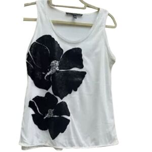 White House Black Market floral embroidered sequin women's sleeveless blouse